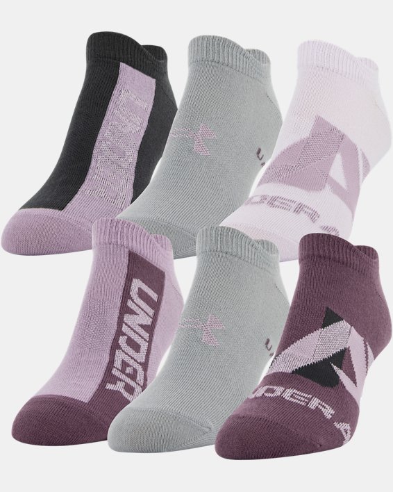 Women's UA Essential No Show – 6-Pack Socks, Purple, pdpMainDesktop image number 0